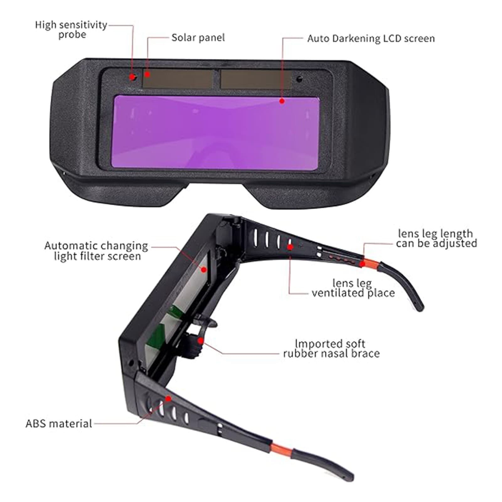 23pcs Auto Darkening Safety Goggles Welding Glasses Anti-Fog Anti-Glare Goggles 2