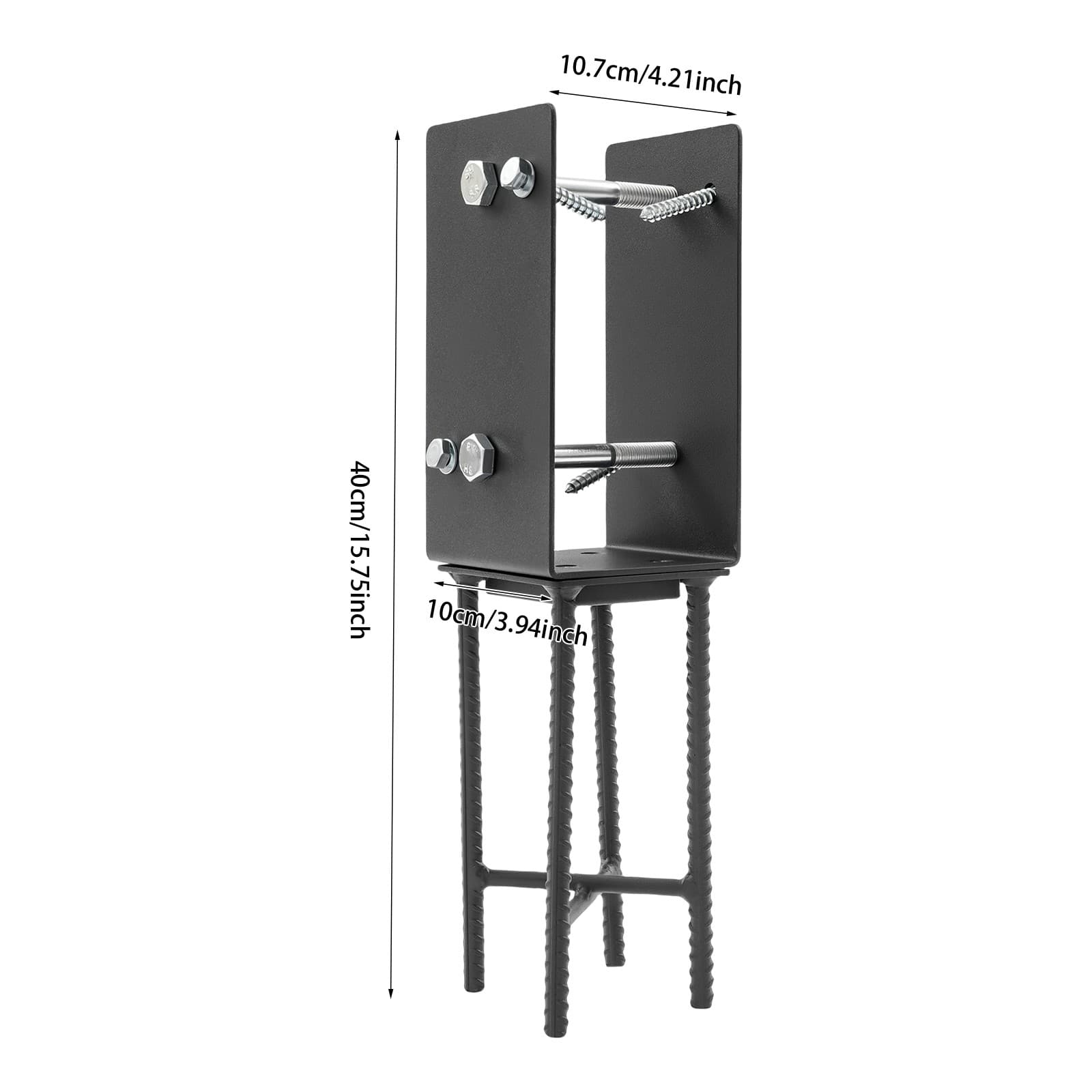 U-Shaped Carbon Steel Post Base Holder for Concrete Foundations - Black 5