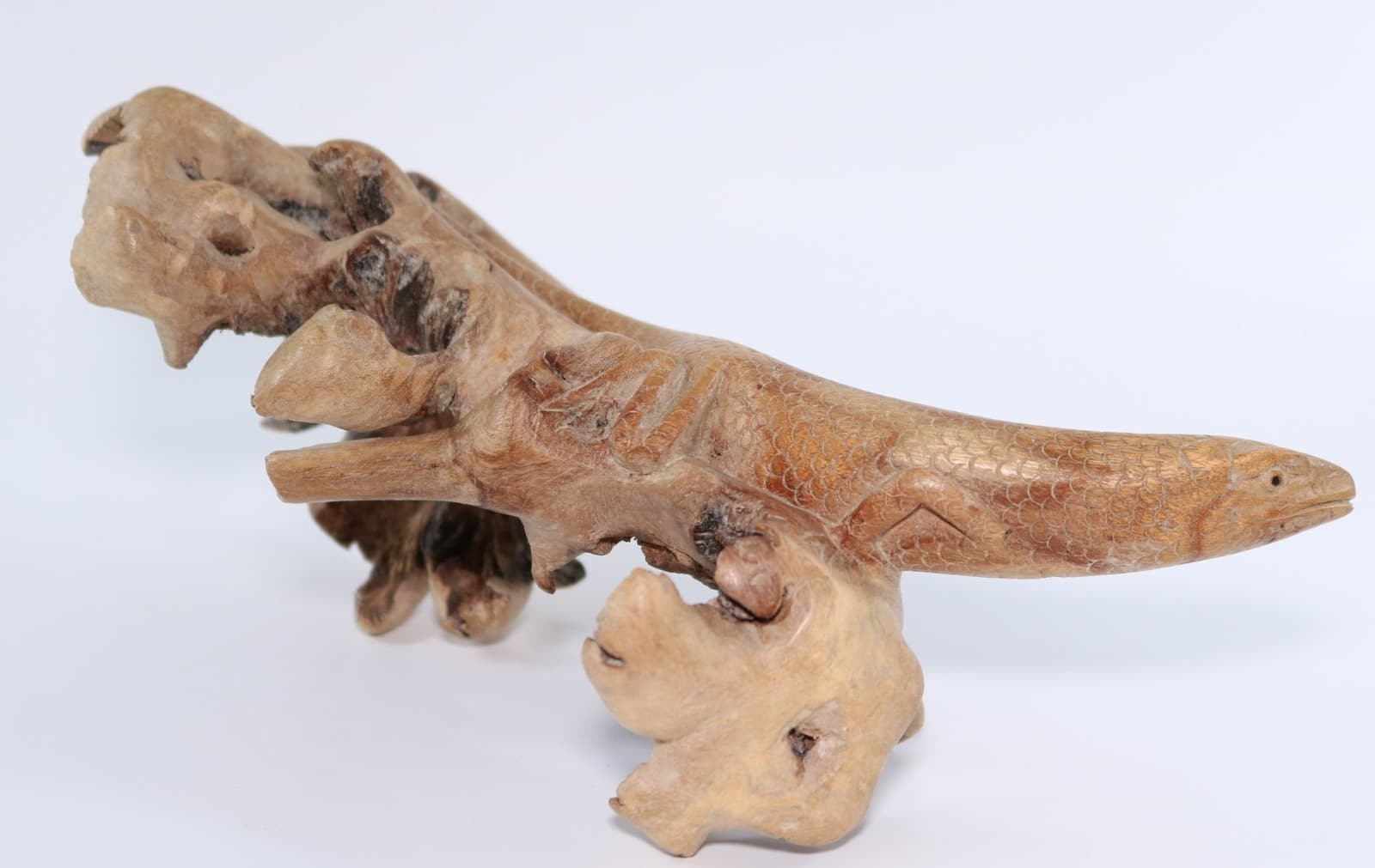 Hand-carved burl wood Komodo Dragon lizard sculpture Indonesia Artisans COA 7063 6
