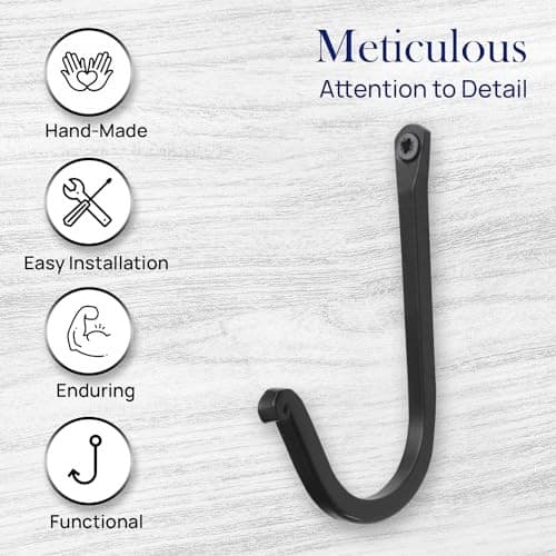  Single Prong Wrought Iron Hooks, Vintage Hand Forged Iron Classic Set Of 5 3