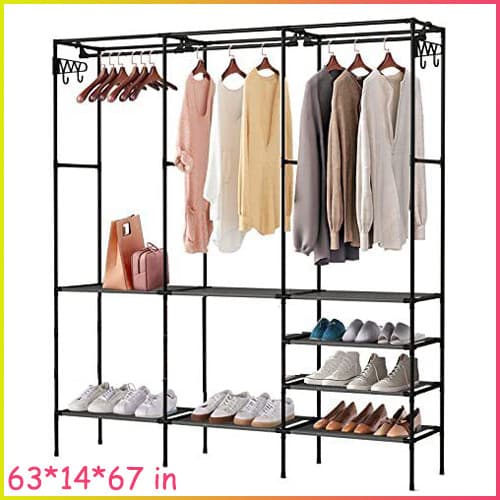 67" Clothes Storage Closet Organizer Wardrobe Rack Shelf Dustproof Home Portable 2