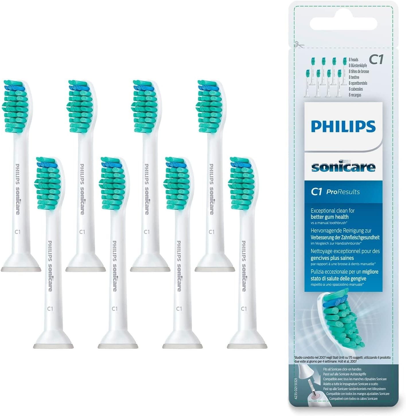 8 Packs of Philips Sonicare C1 Simply Clean Replacement Brush Heads
