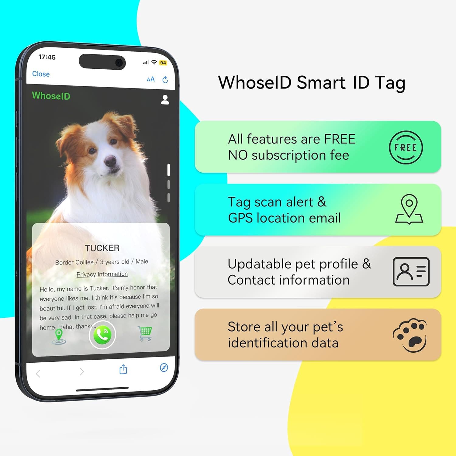 QR Code & NFC Pet ID Tag – Silent Silicone GPS-Linked Dog & Cat Collar Tag 5