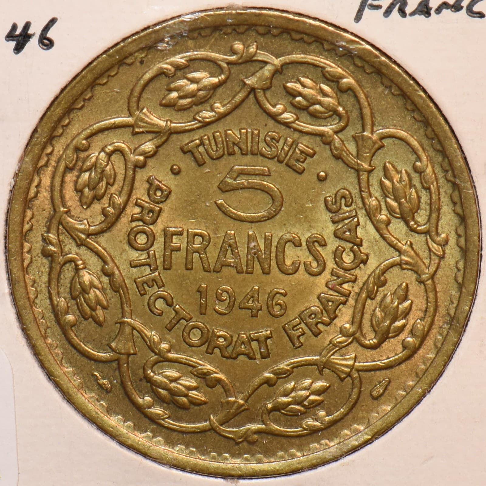 Tunisia 1946 5 Francs 294185 combine shipping