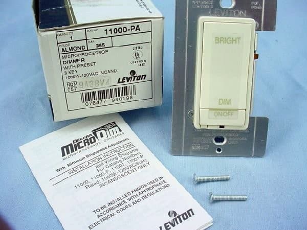 Leviton Almond Multi-Way 3-Key Dimmer Switch MicroDim 1000W 11000-PA Boxed 5