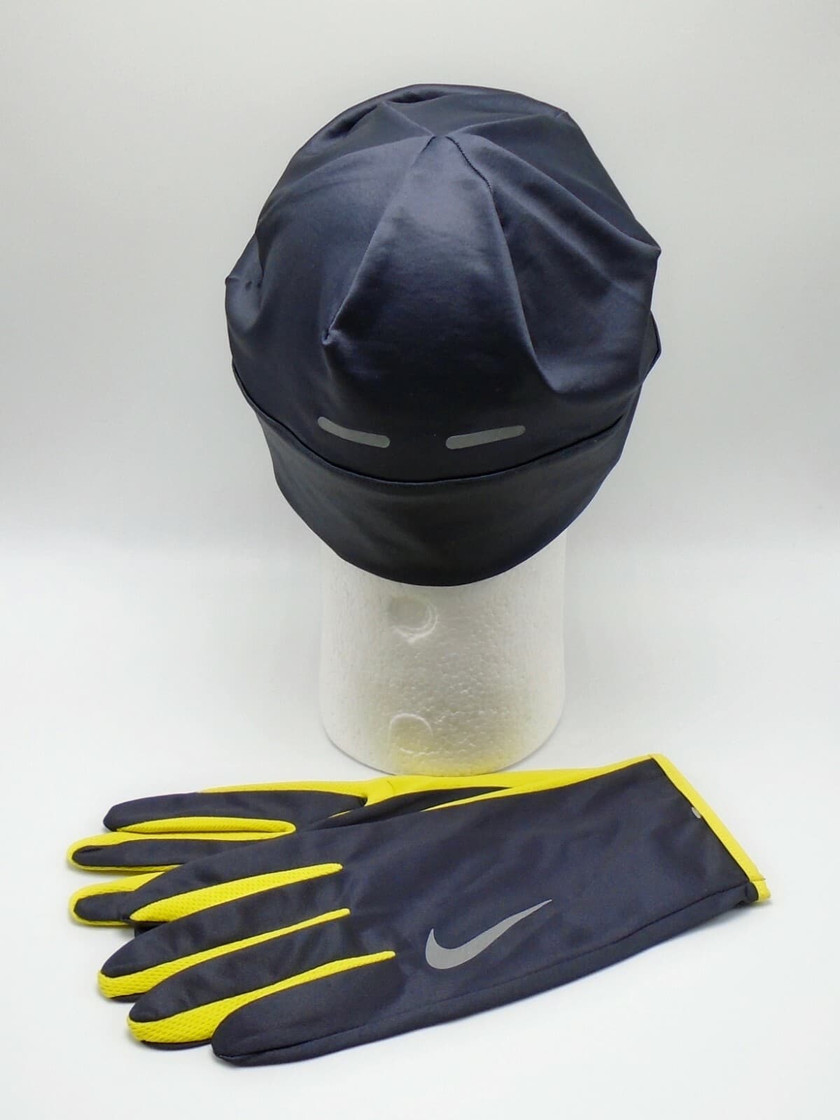 Nike Hat and Gloves Set Men's L/XL Dri-Fit Running Gridiron/Bright Citron/Silver 4
