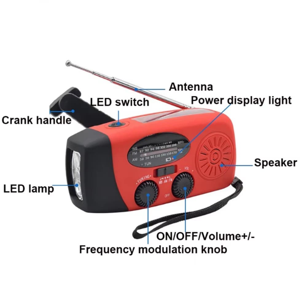Emergency Hand Crank Radio with LED Flashlight Portable Radio Waterproof US 4