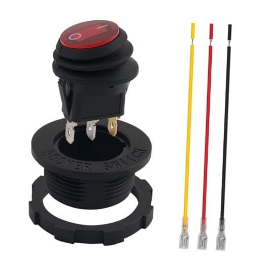 Car Rocker Switch 12V & 24V,Round Toggle Switch 12V with LED Light Design & Red