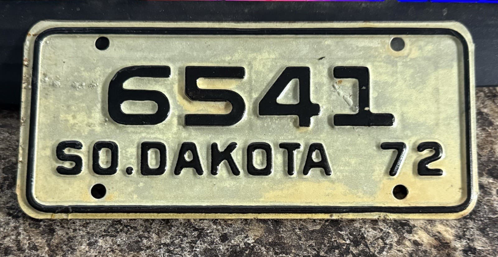 1972 South Dakota 4 Digit motorcycle license plate - Good Shape For Age