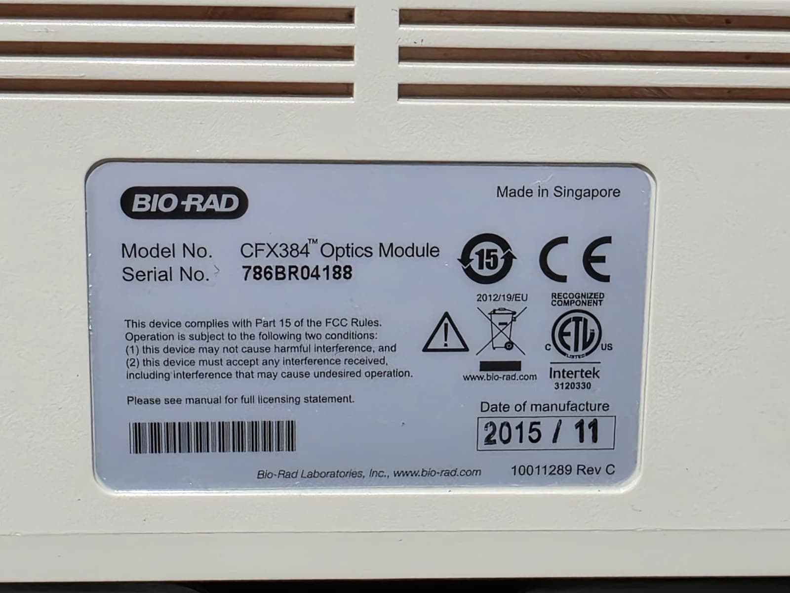 Bio Rad C1000 Touch CFX384 Real-Time System PCR Thermal Cycler 4