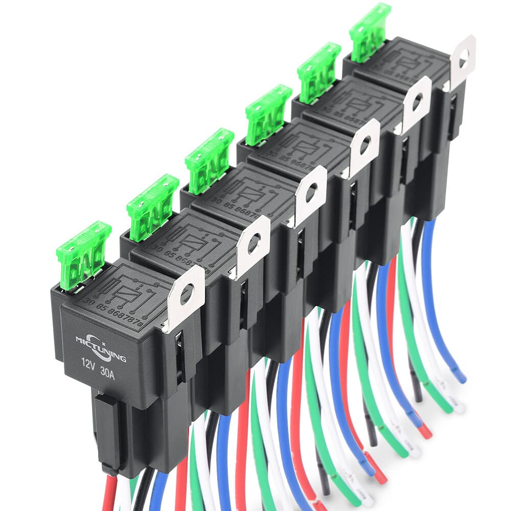 6 Pack Automotive Car Relays 5 Pin SPST Electrical Fuse Relay Switch Harness Set 5