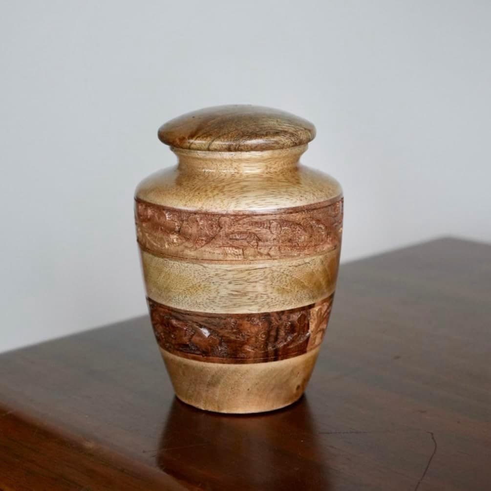 Handcrafted Wooden Cremation Urns for Human Ashes Decorative Pet Urn Mango Wood 2