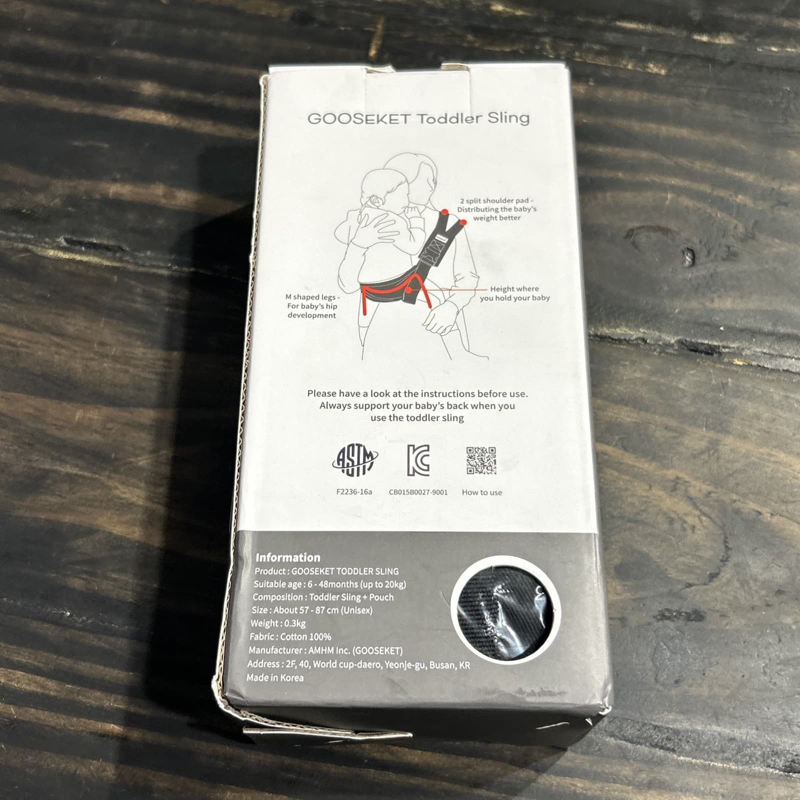 Gooseket Original Toddler Sling New In Open Box Black FREE SHIP! 3