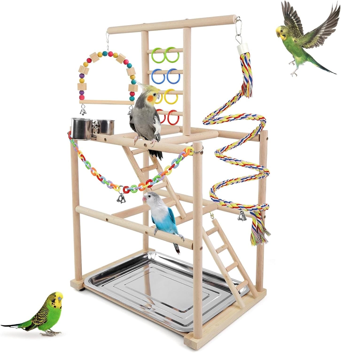 Bird Playground, Parrots Playstand for Small to Medium Birds, Perch Stand 