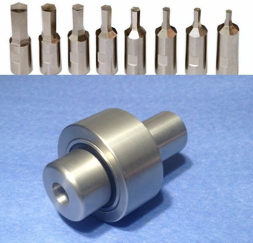 Rotary Broaching Kit - 7 Metric Hexagon Rotary Broaches & 3/4" Shank Tool Holder