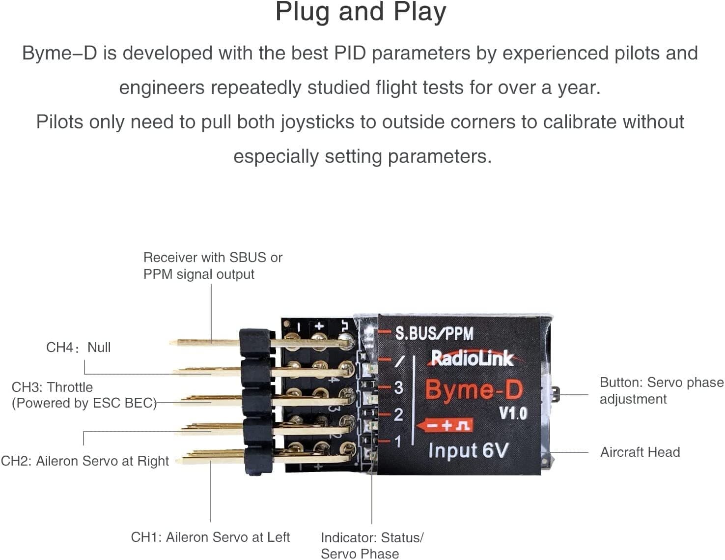 NEW Radiolink Byme-D Stabilizer 3 Channels Flight Controller with Gyroscope 3D 4
