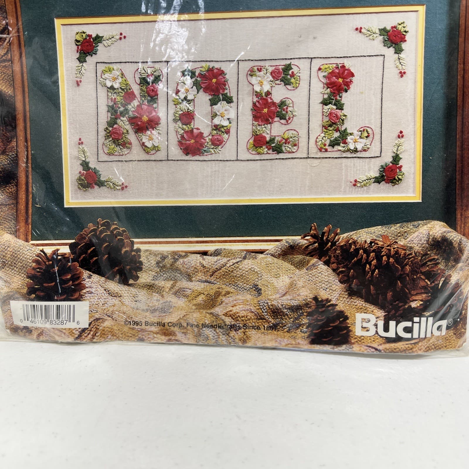 Bucilla Silk Ribbon Embroidery Kit NOEL Holiday Christmas Picture Sealed #83287 2