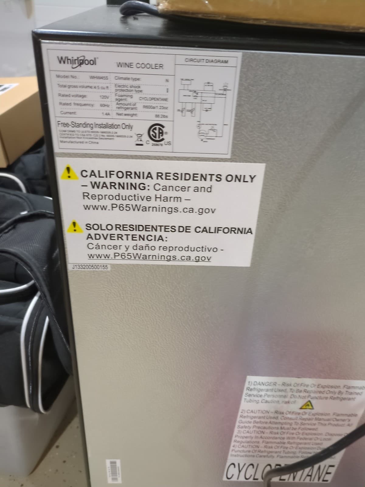 Whirlpool Wine Cooler Model MHW45S Stainless Steel  2