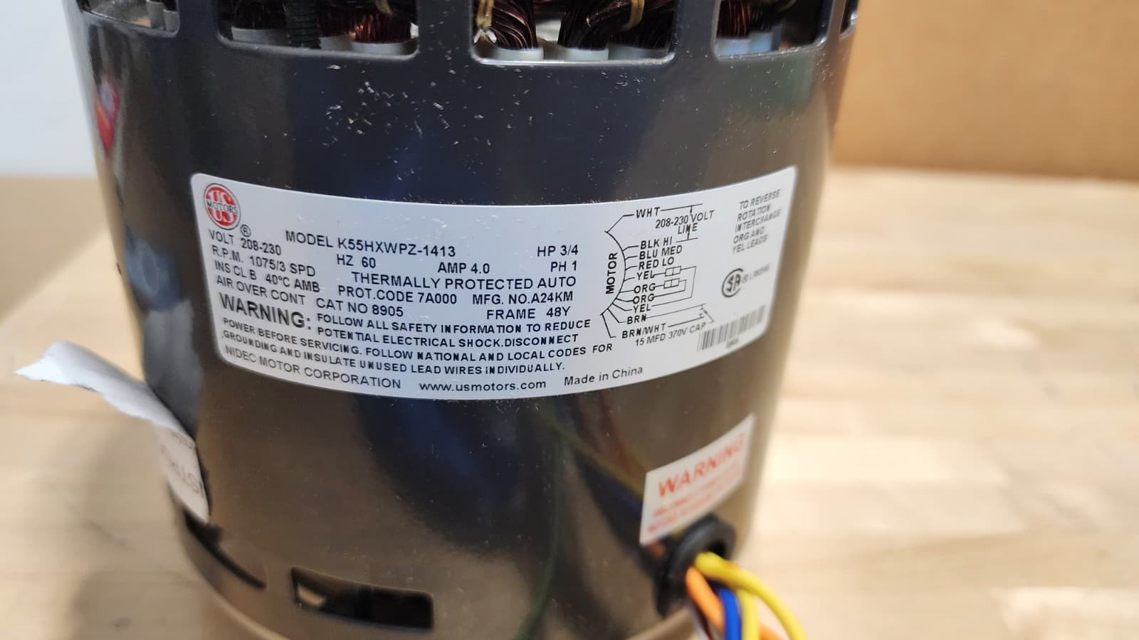 US Motors 8905 Blower-Direct drive HP 3/4, Volts 208-230, 1 PH        *PI 5