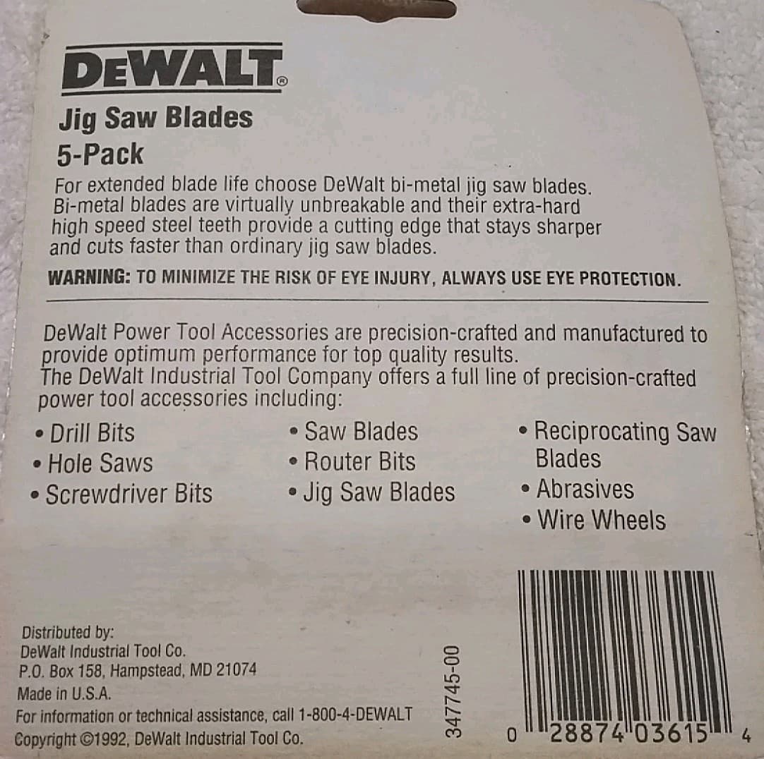 10PC DEWALT DW3615 JIGSAW BLADES 24TPI 2-3/4" MEDIUM METAL USA 🇺🇸 5