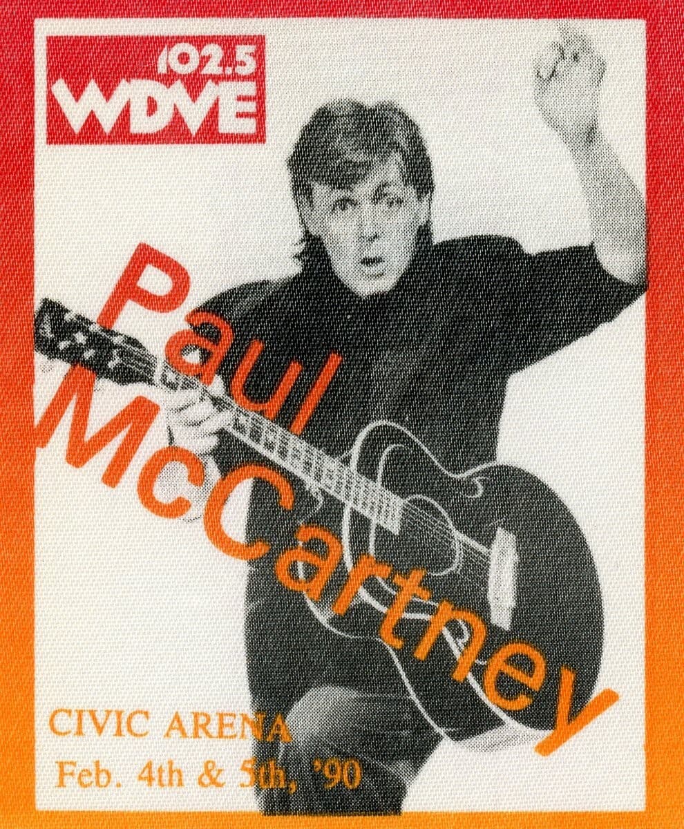 Paul McCartney 1989 1990 World Tour Satin Backstage Pass (Unused peel & Stick) c
