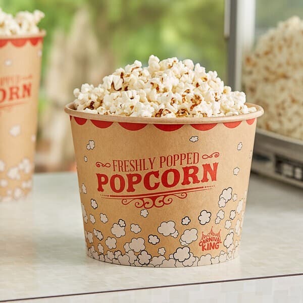 (150-Pack) 85 oz. Round Paper Movie Theatre Concession Popcorn Bucket 4