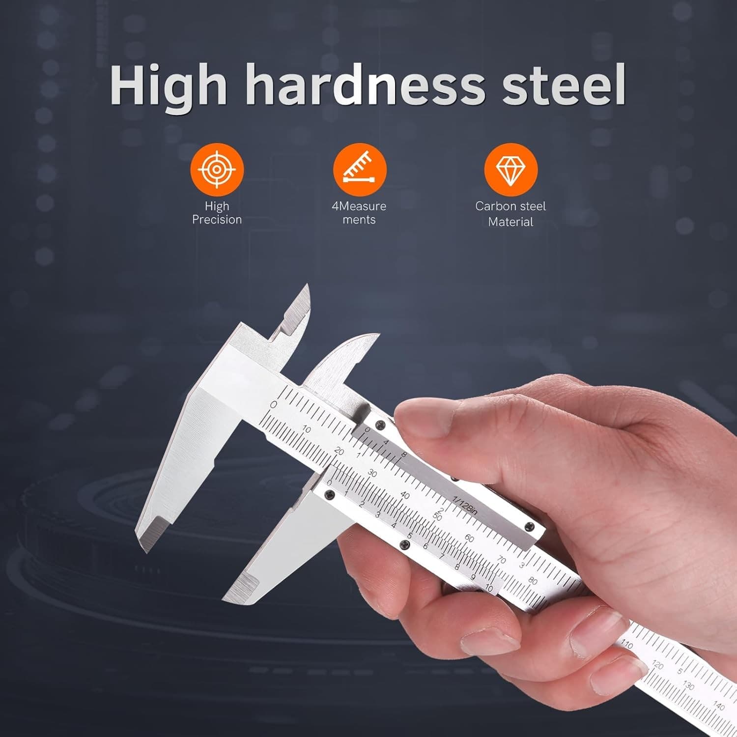 6-Inch/150Mm Vernier Caliper Measuring Tool, Fractional Calipers, High-Hardness 5