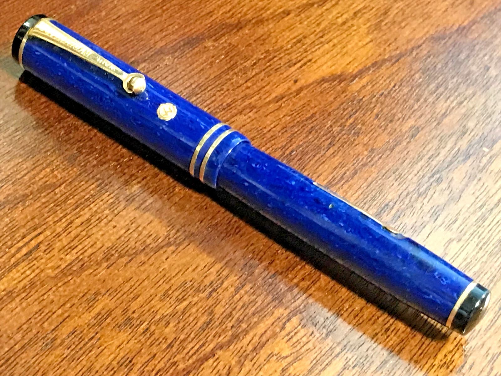 WAHL EVERSHARP PERSONAL POINT FOUNTAIN PEN In LAPIS BLUE w/ 14K NIB ~AS-IS Parts 2