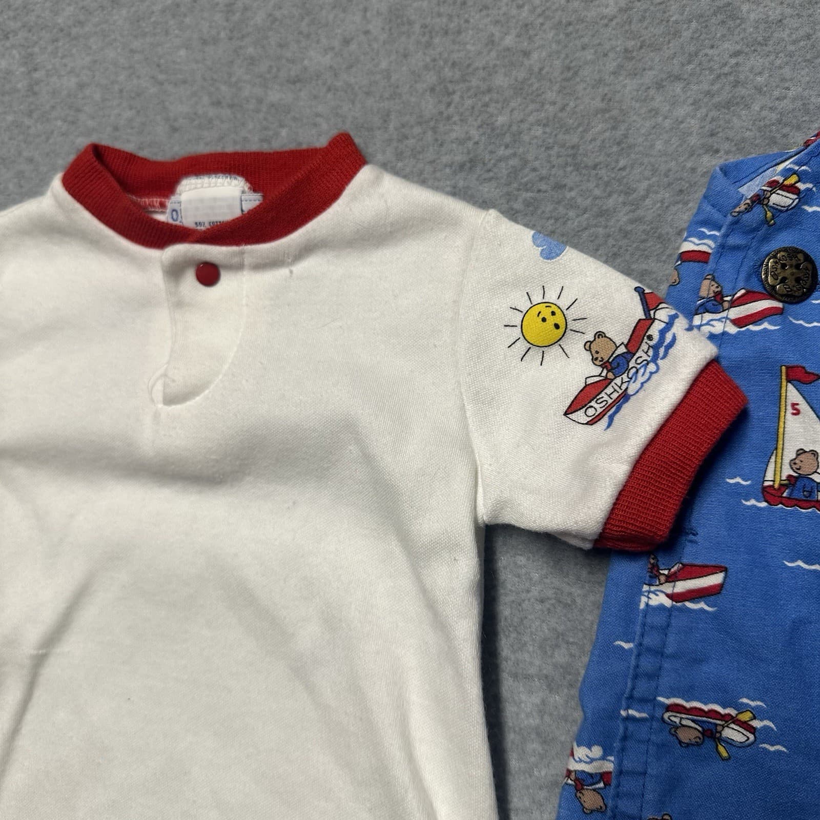 Vintage OshKosh B’gosh 80s 6-9 Months Overalls Boats Boys Infant Set USA Vestbak 4