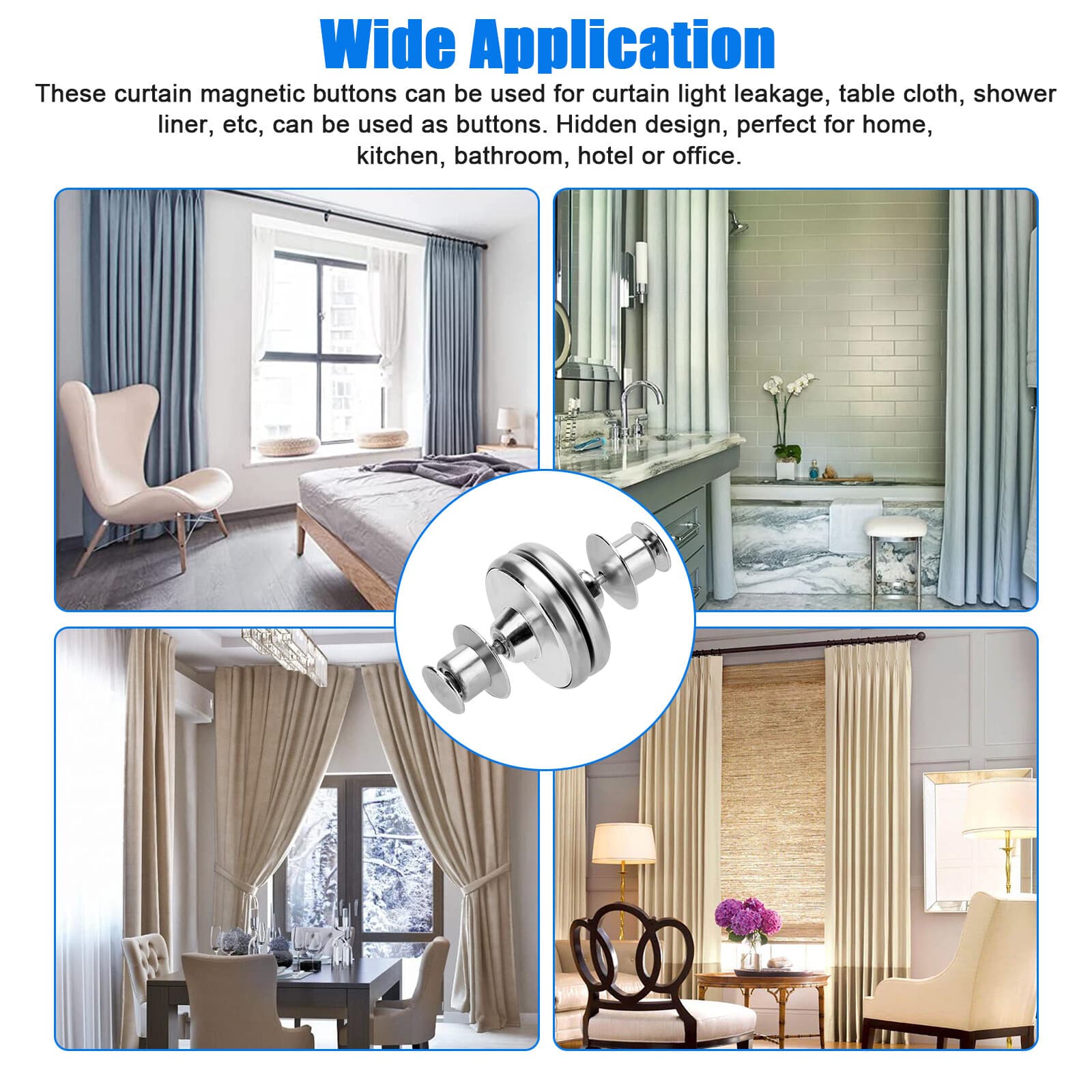 10 Pairs Magnetic Curtain Button Clips Nail Free Buckle Home Anti-Light Leakage 6