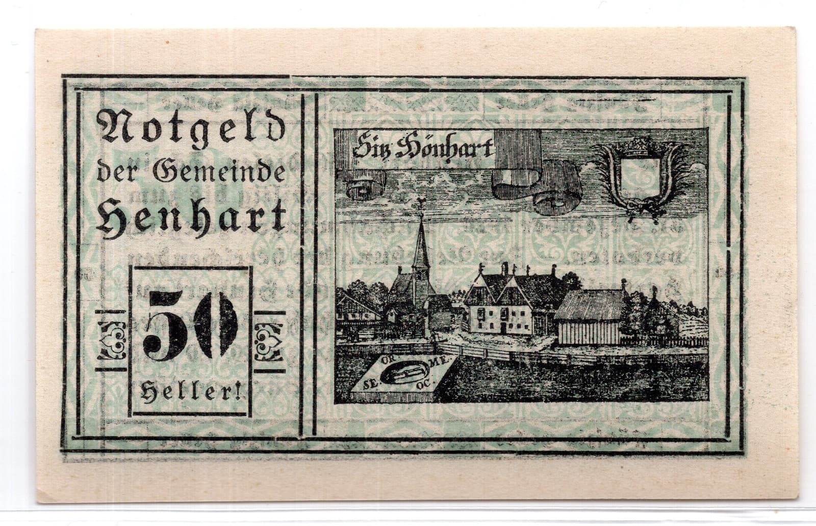 1920 Austria Henhart Notgeld 50 Heller Note (2805)