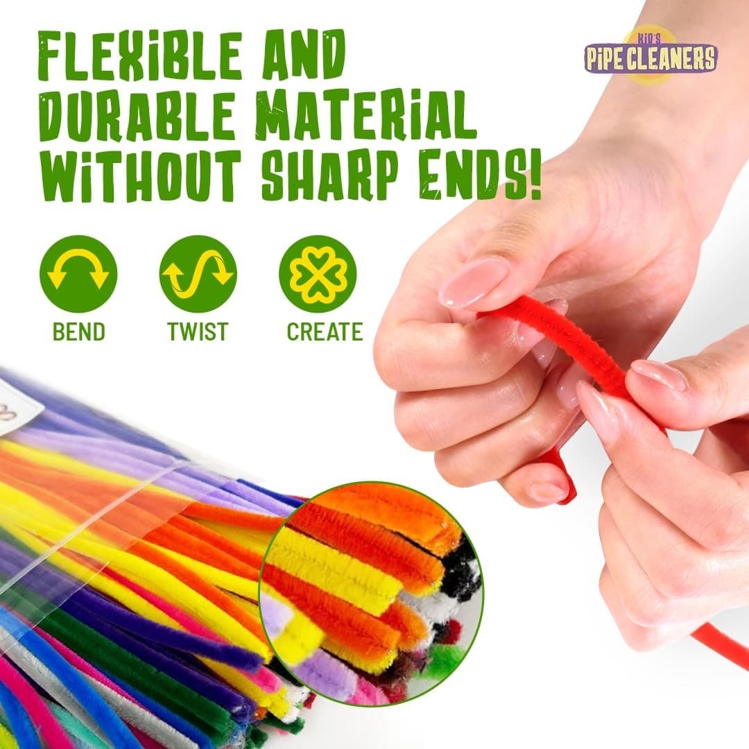 (200) Pipe Cleaners Craft (20 Colors, 10 Each) Craft Pipe Cleaners Bulk, Chenill 3