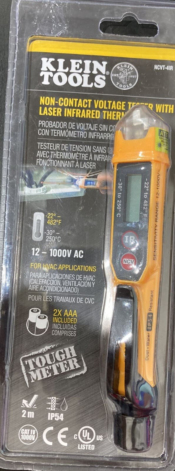 Klein Tools Ncvt-4Ir Non-Contact Voltage Tester Pen, 12-1000V, With Infrared(A6)