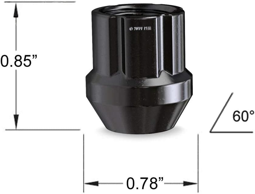 20pcs Black Spline Drive Lug Nuts - 12x1.5 Threads - 0.85 inch Length - Open En 3