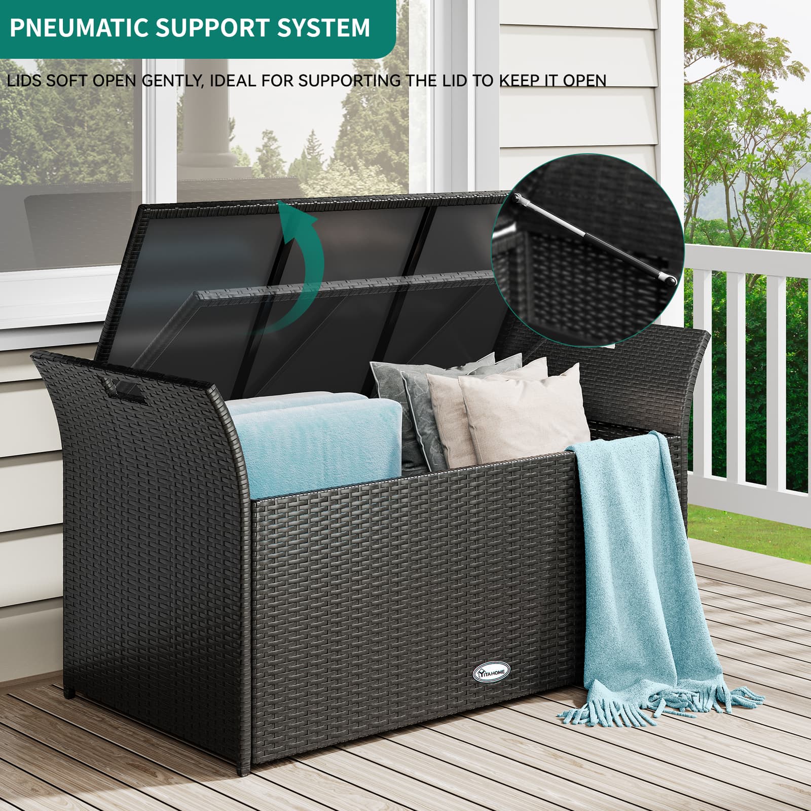 Beuloke Patio Furniture Outdoor Storage Bench Deck Box Rattan Style Deck Box