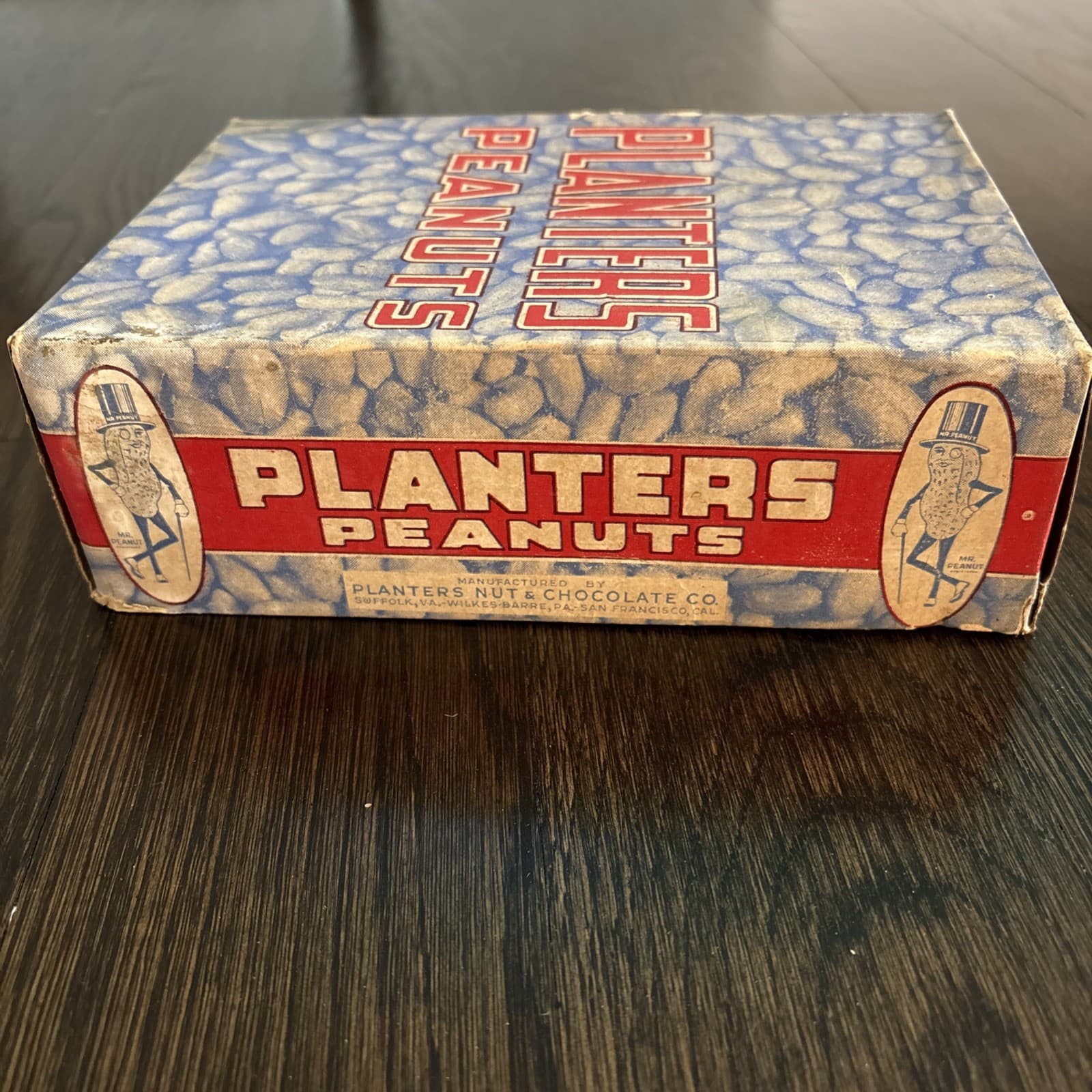 Vintage Planters Peanut Mr Peanut Cardboard Display Box Red White And Blue 3