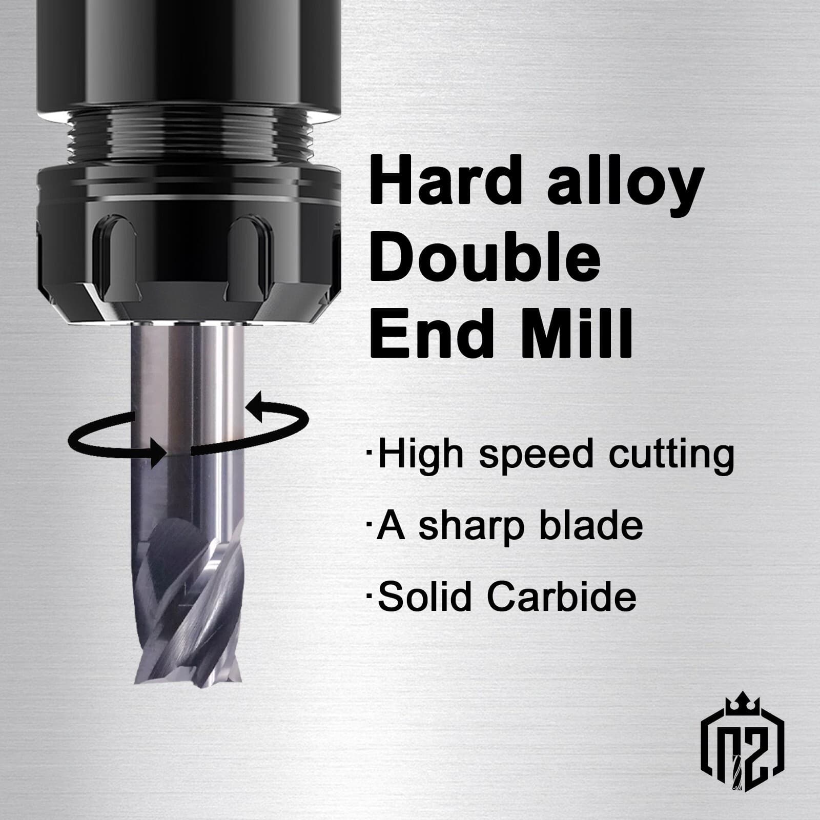 4 Flute 1/4"x 1/2" x 2-1/2" Solid Carbide  End Mill - Double End - AlTiN Coated 4