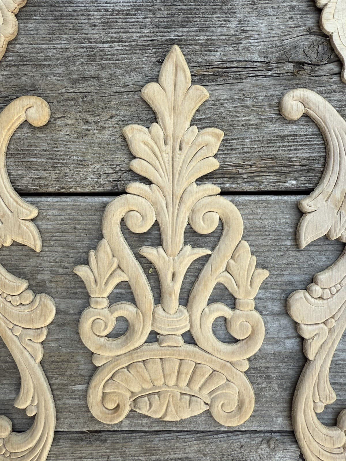 5 Carved Wood Overlays Decorative Trim Accent Appliqué Architectural Furniture 4