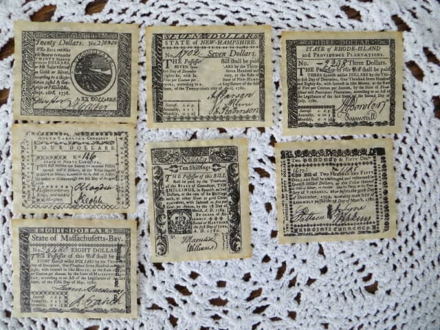 Reproduction Colonial & Revolutionary Currency Set "B" New! 2