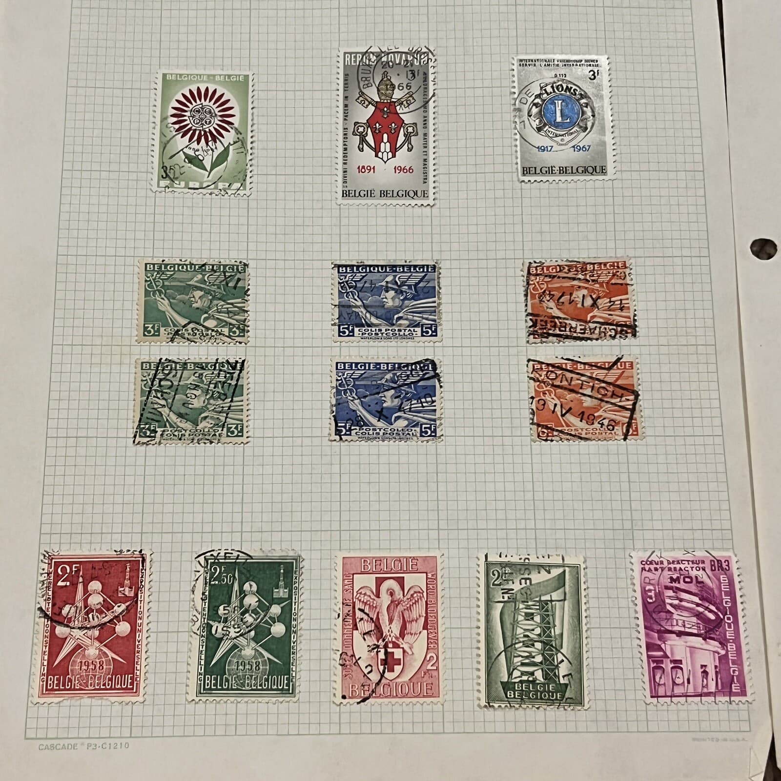 BELGIUM STAMPS ON ALBUM PAGES OVERPRINTS, NUCLEAR, RED CROSS & MORE #1 4