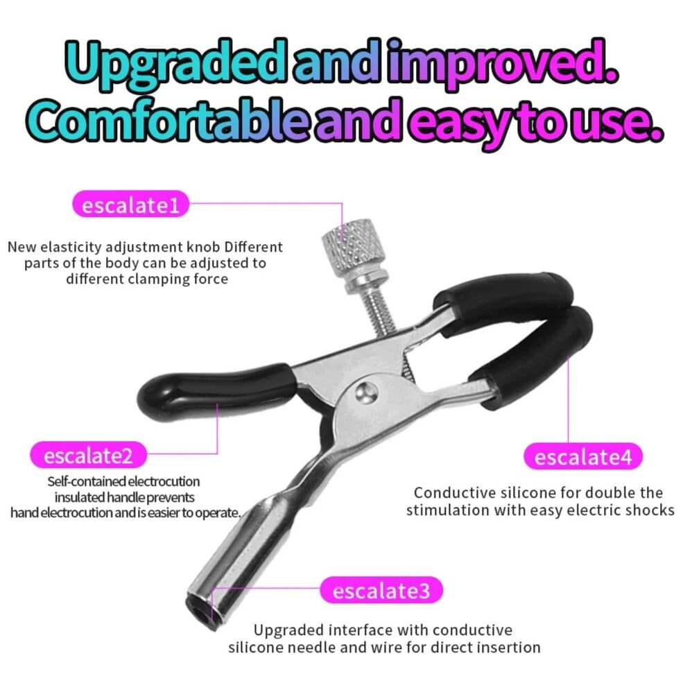 Shock Breast Nipple Clamps Electric Clip Clit Clamp Women Men Stimulator Kit USA 4