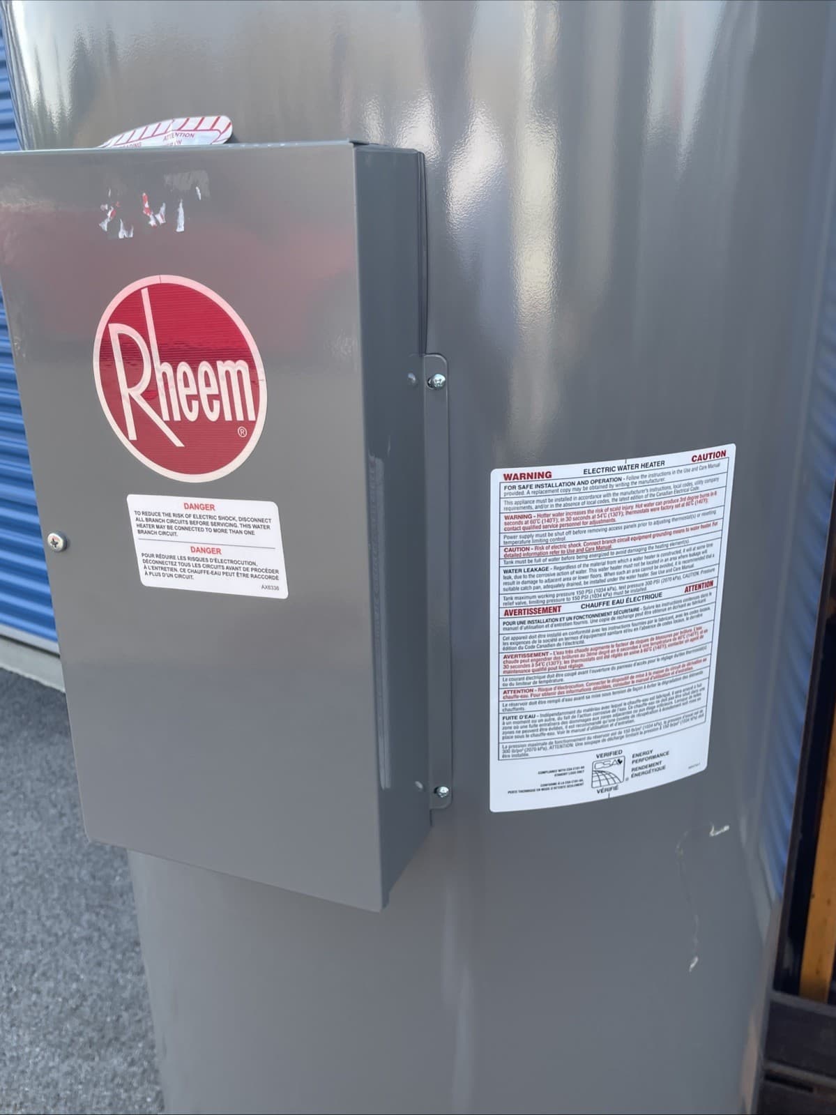Rheem Eld80-Ftb 240V 80 Gal Electric Water Heater, Single, Three Phase 59.6 In H 5