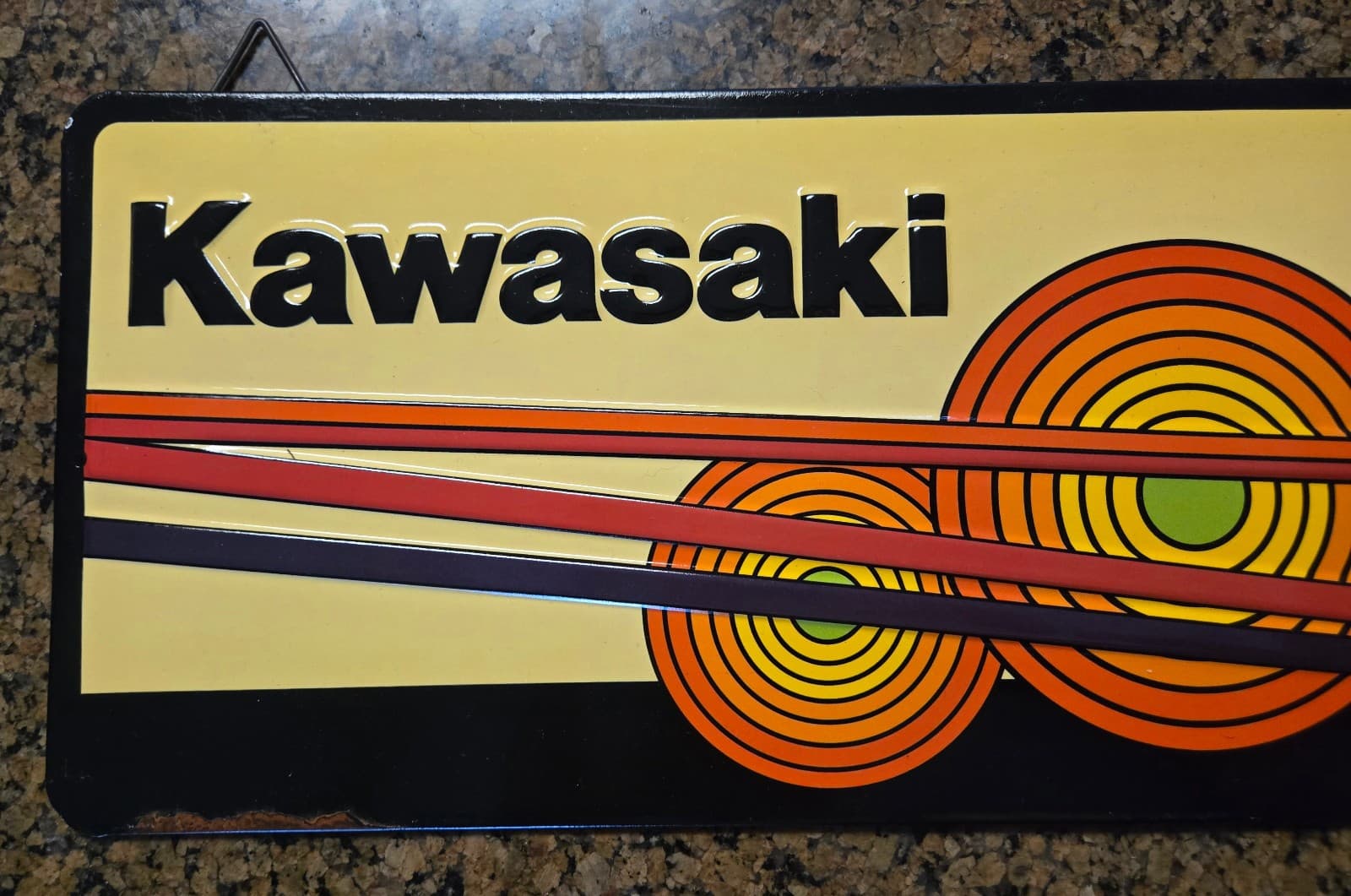 7.5" x 24" KAWASAKI Motorcycle Motorbike Metal Tin EMBOSSED SIGN, BRAND NEW 2