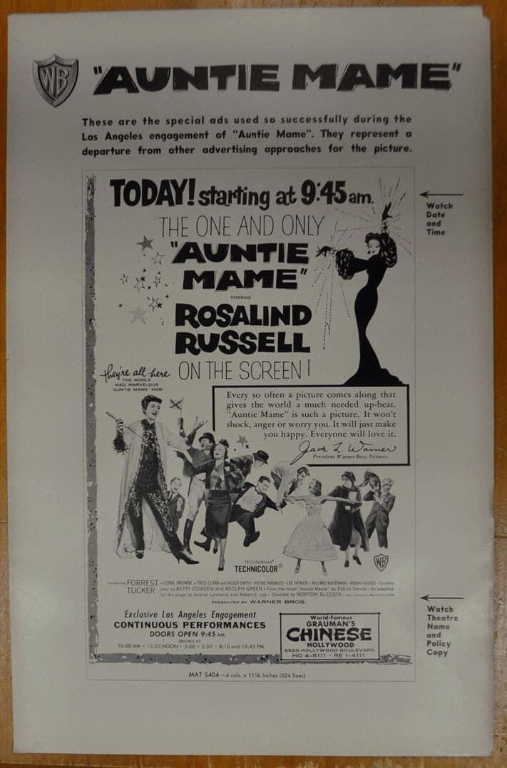 AUNTIE MAME 1958 ORIGINAL 11X17 Movie PRESSBOOK ROSALIND RUSSELL FOREST TUCKER 4