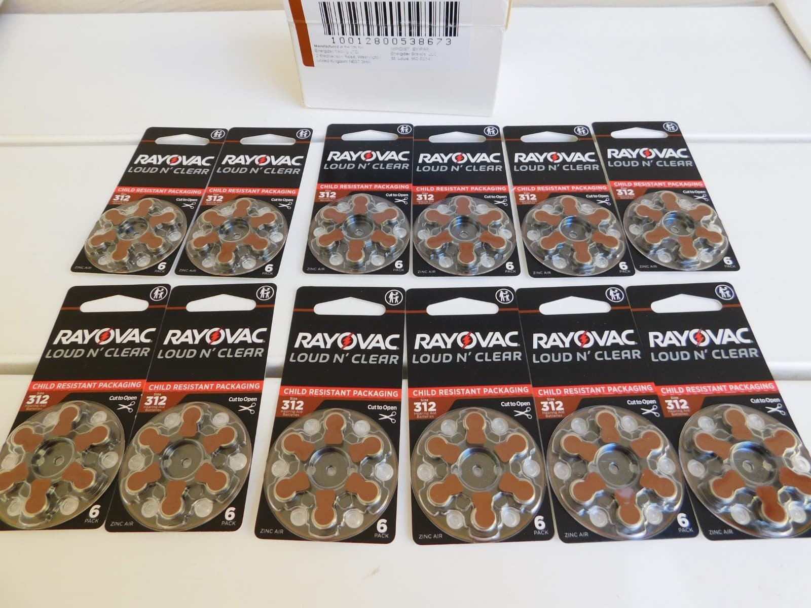 72 Rayovac 312 Hearing Aid Batteries Loud n Clear (12qty 6-pks) NEW Exp 10/2028 2