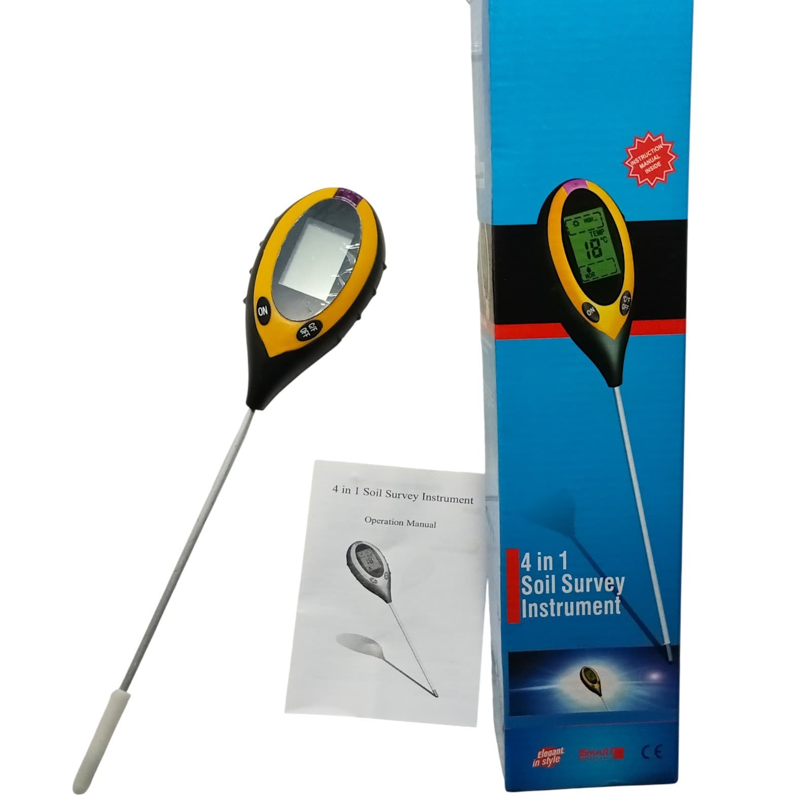 4 In 1 LCD Digital Soil Survey PH Water Moisture Temperature Sunlight Plant Test