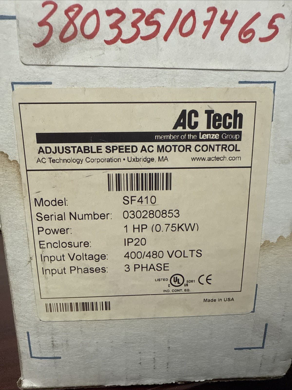 AC Tech Speed AC Motor Control SF410 2