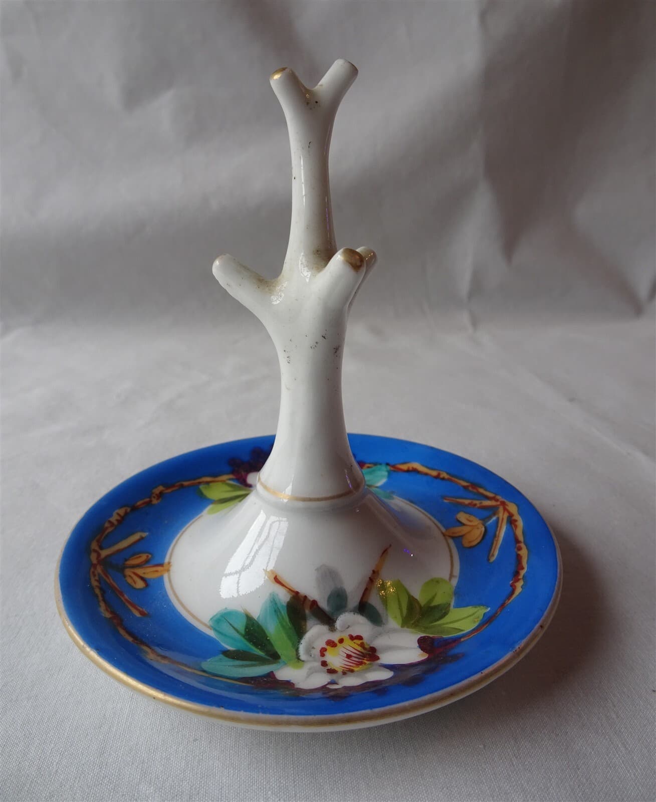 Antique 13 Piece European Porcelain Dresser Top Vanity Set, Floral, Blue & White 5