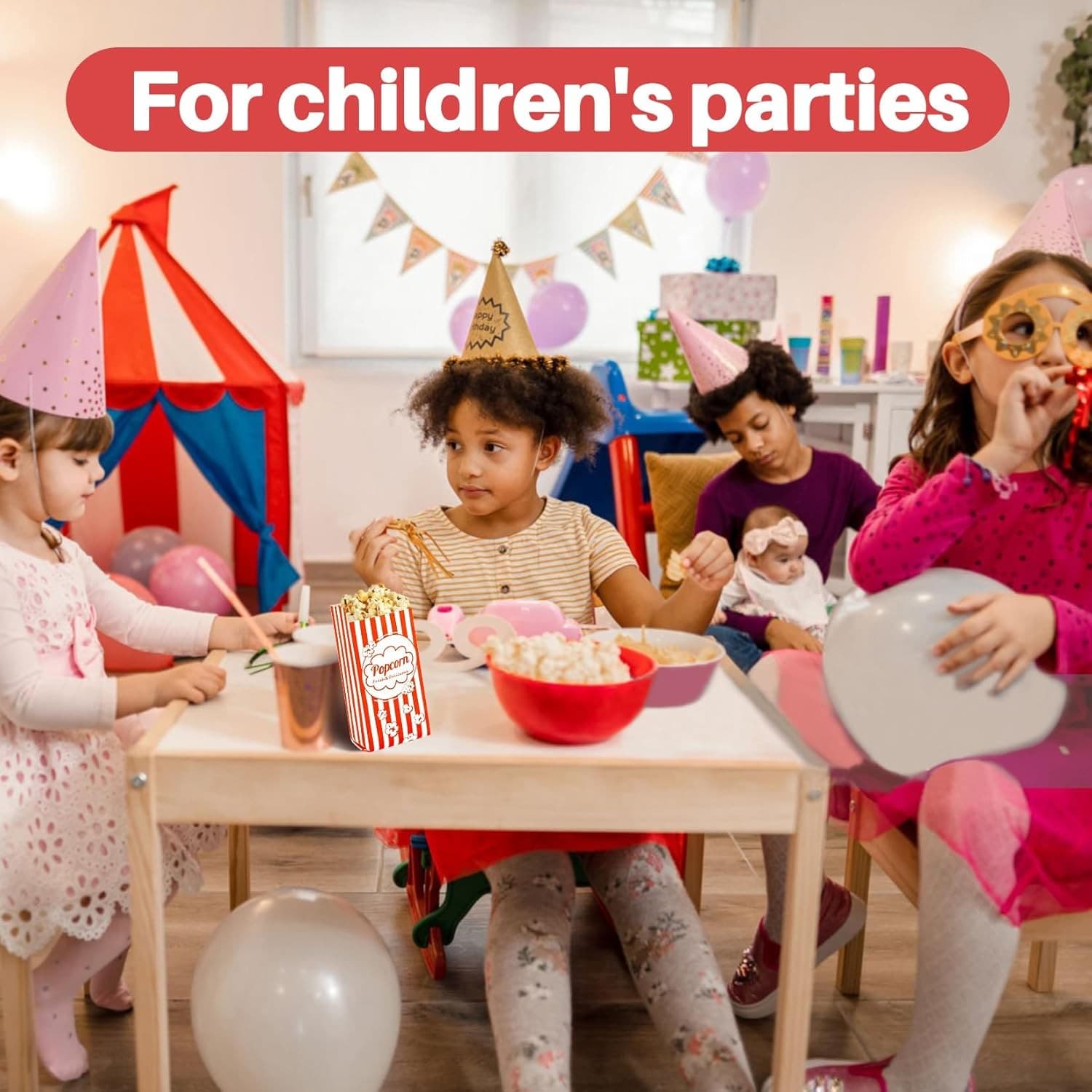 MAQIHAN 100 Popcorn Bags Individual Servings - Disposable Paper Bags...  6