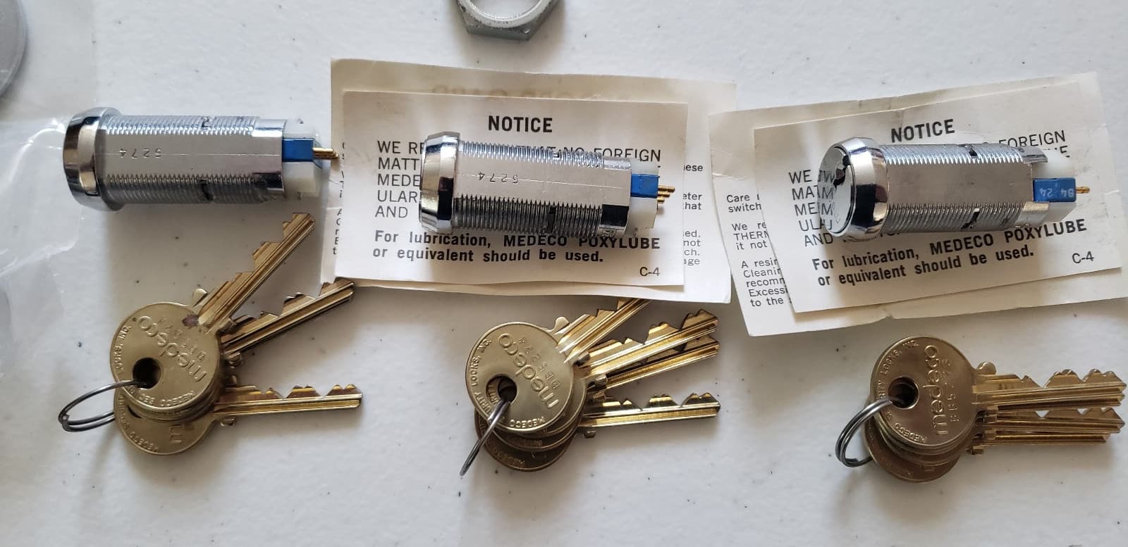 Lot Of 3 Medeco 3 Pin Switch Locks #65  W/ Keys NOS Open Box Locksport 2